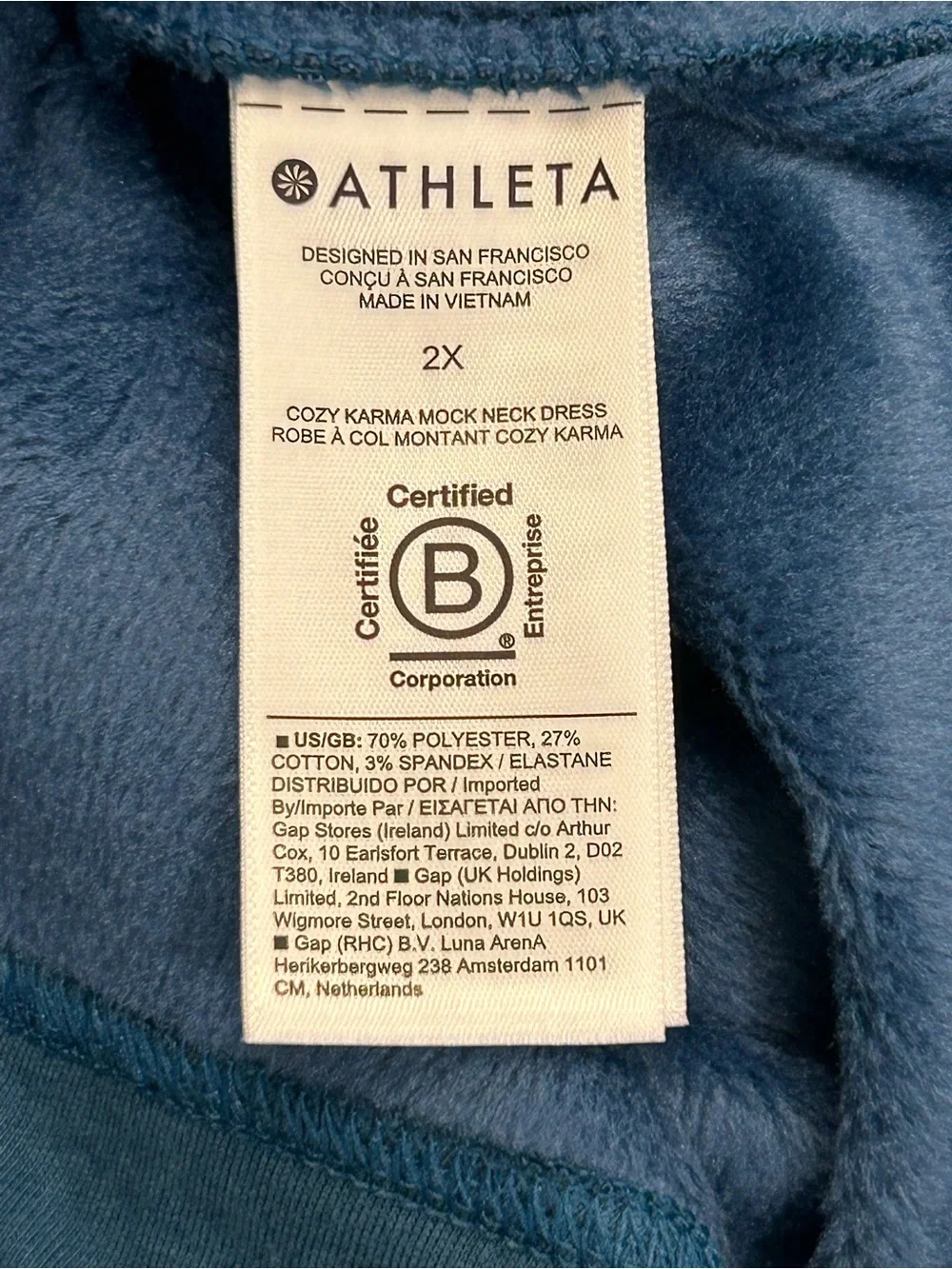 Athleta Cozy Karma Women's Mock Neck Fleece Lined Sweater Dress 2X NWT Midi